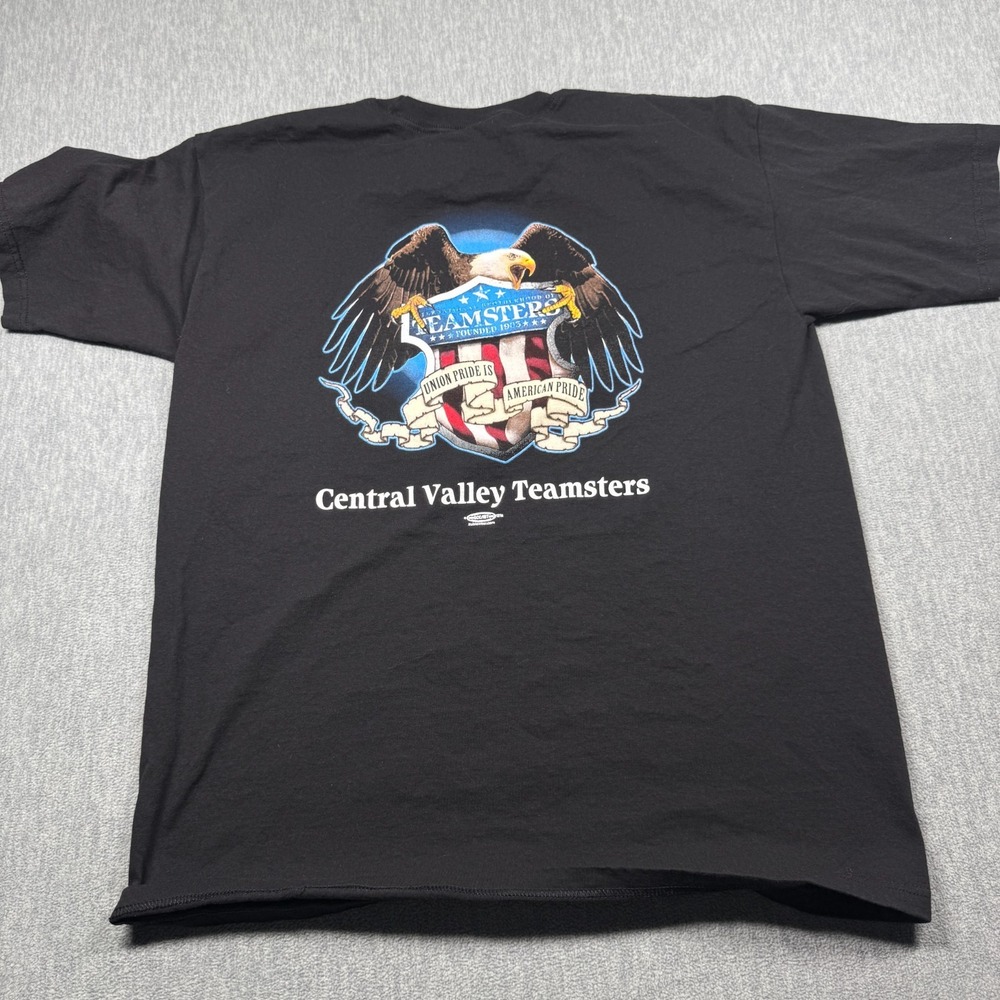 Union Made Shirt Mens XL Black Central Valley Teamsters Eagle Graphic Print Tee